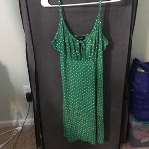 Green with polka dots spaghetti strap dress